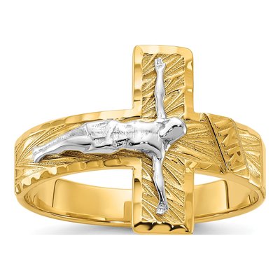 Men's 14K Two-Tone Gold Crucifix Ring