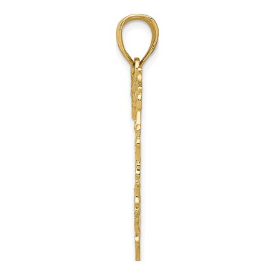 14K Yellow Gold Floral Border Heart Pendant – view 3