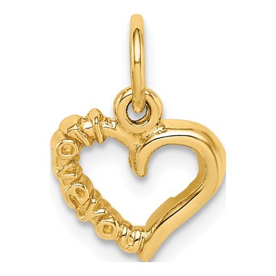 14K Yellow Gold I LOVE YOU Heart Pendant