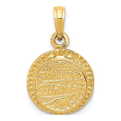 14K Yellow Gold 3-D Birthday Cake Pendant