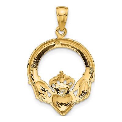 14K Yellow Gold Claddagh Pendant – view 4