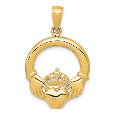 14K Yellow Gold Claddagh Pendant