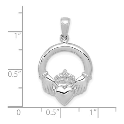 14K White Gold Claddagh Pendant – view 4