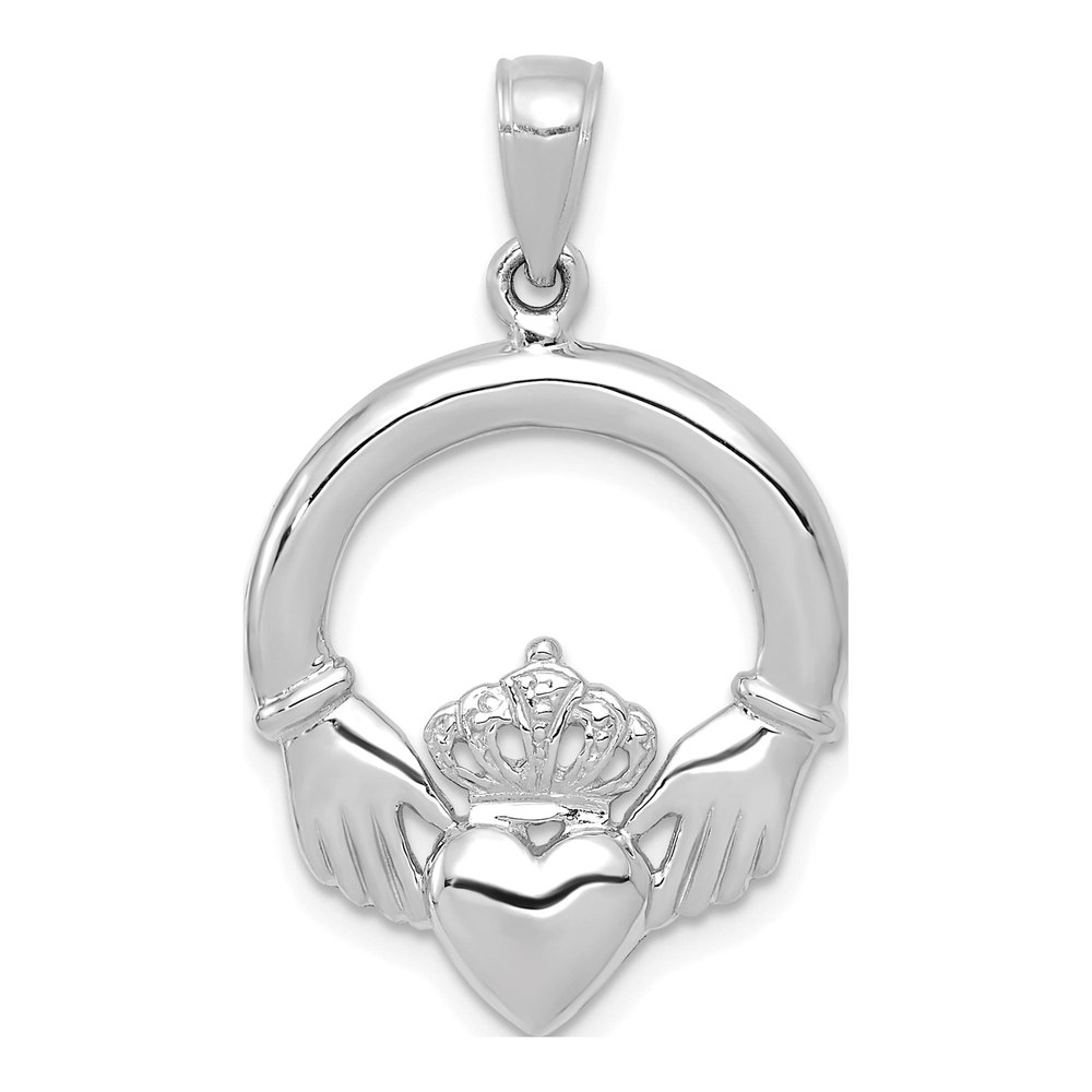 14K White Gold Claddagh Pendant