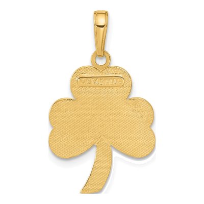 14K Yellow Gold Green Enameled Shamrock Pendant – view 4