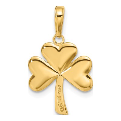 14K Yellow Gold Shamrock Pendant – view 4