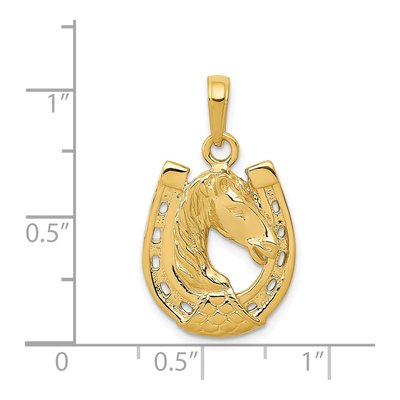 14K Yellow Gold Horse Head Horseshoe Pendant – view 5