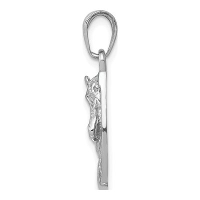 14K White Gold Horse Head Horseshoe Pendant – view 3