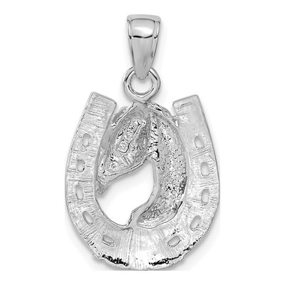 14K White Gold Horse Head Horseshoe Pendant – view 4