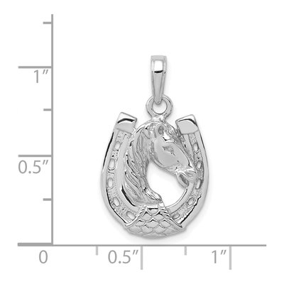 14K White Gold Horse Head Horseshoe Pendant – view 5