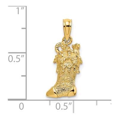 14K Yellow Gold 3-D Christmas Stocking Charm – view 4