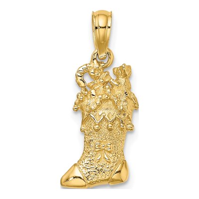 14K Yellow Gold 3-D Christmas Stocking Charm – view 5