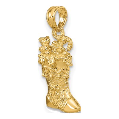 14K Yellow Gold 3-D Christmas Stocking Charm – view 6