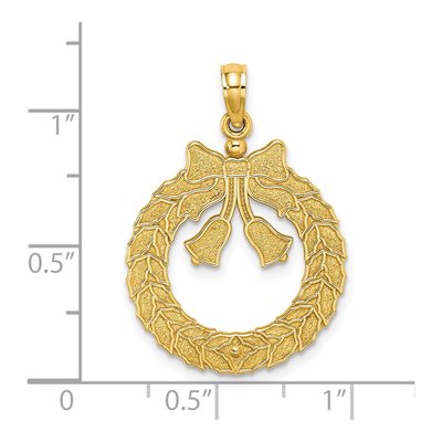 14K Yellow Gold Christmas Wreath Pendant – view 4