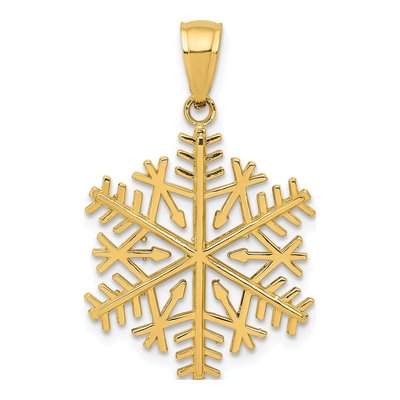 14K Yellow Gold Snowflake Pendant