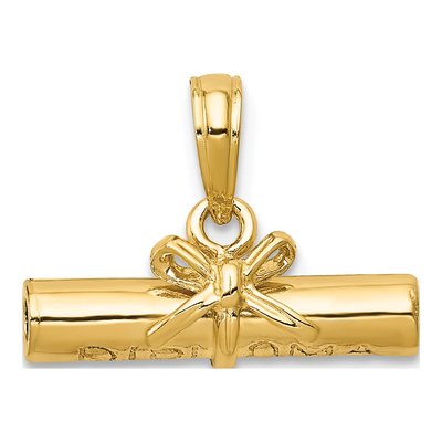14K Yellow Gold 3-D Diploma Pendant