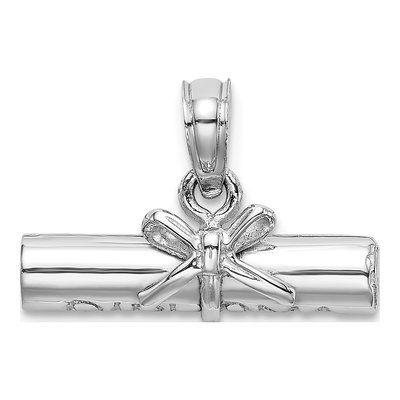 14K White Gold 3D Diploma Pendant