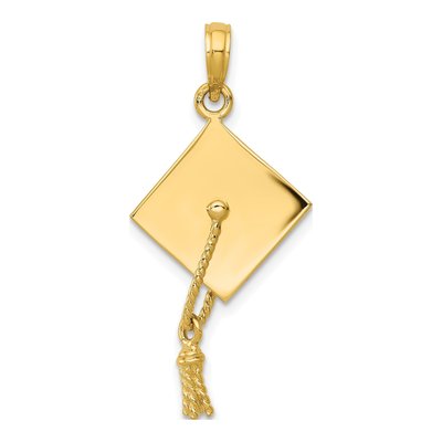 14K Yellow Gold Graduation Cap Pendant