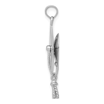 14K White Gold Graduation Cap Charm – view 3