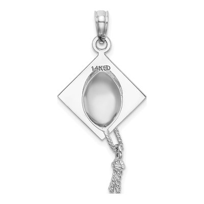 14K White Gold Graduation Cap Charm – view 4