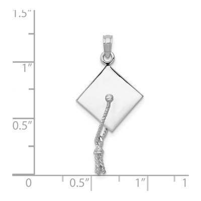 14K White Gold Graduation Cap Charm – view 6