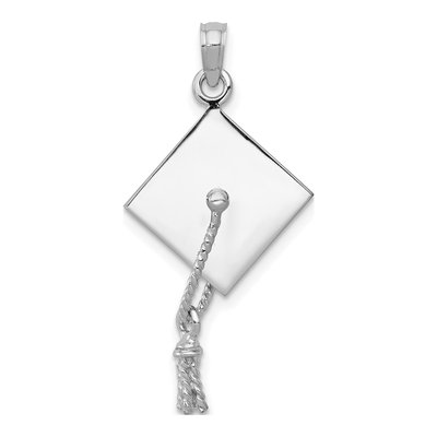 14K White Gold Graduation Cap Charm