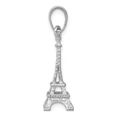 14K White Gold 3D Eiffel Tower Pendant – view 3