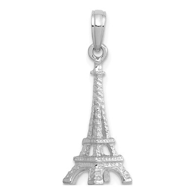 14K White Gold 3D Eiffel Tower Pendant – view 4