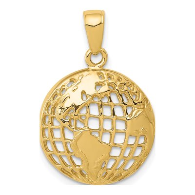 14K Yellow Gold Cut-Out Globe Pendant