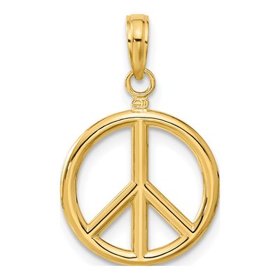 14K Yellow Gold 3-D Peace Sign Pendant – view 4