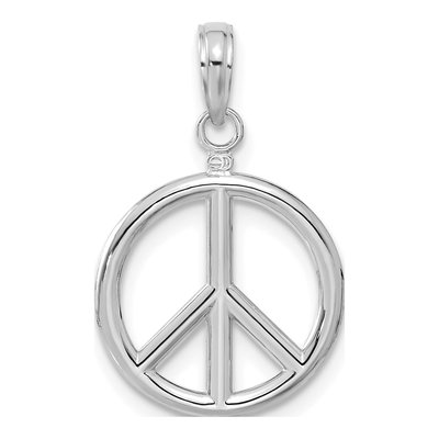 14K White Gold 3D Peace Sign Pendant – view 4