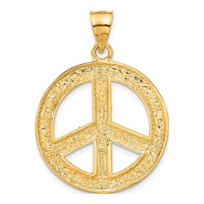 14K Yellow Gold Peace Sign Pendant – view 4