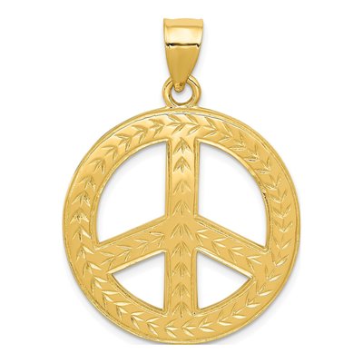 14K Yellow Gold Peace Sign Pendant
