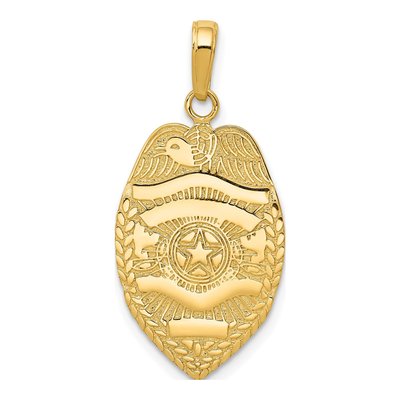 14K Yellow Gold Police Badge Pendant
