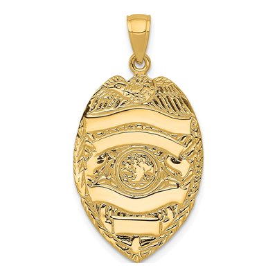14K Yellow Gold Large Badge Pendant