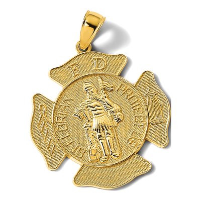 14K Yellow Gold St Florian Badge Pendant – view 6