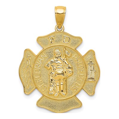 14K Yellow Gold St Florian Badge Pendant