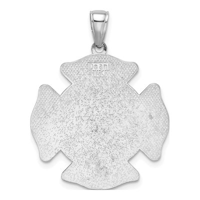 14K White Gold St Florian Firefighter Badge Pendant – view 4