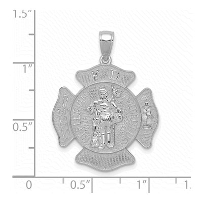 14K White Gold St Florian Firefighter Badge Pendant – view 5