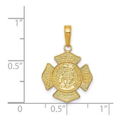14K Yellow Gold St Florian Fire Badge Pendant – view 5