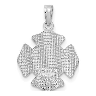 14K White Gold St Florian Fireman Badge Pendant – view 4