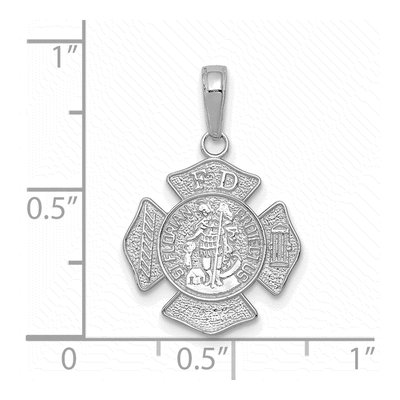 14K White Gold St Florian Fireman Badge Pendant – view 5