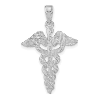 14K White Gold Caduceus Pendant – view 4