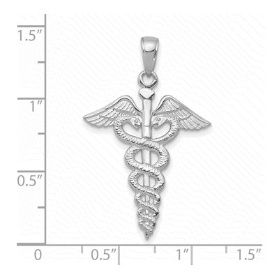 14K White Gold Caduceus Pendant – view 5