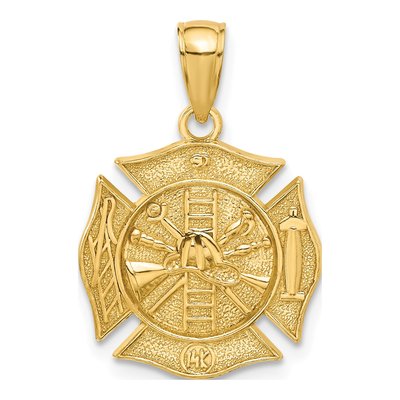 14K Yellow Gold Fire Department Shield Pendant – view 4