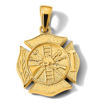 14K Yellow Gold Fire Department Shield Pendant – view 6