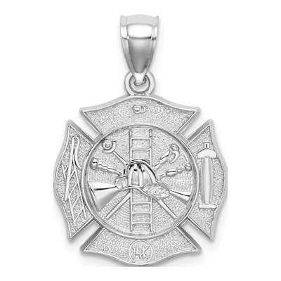 14K White Gold Fire Department Shield Pendant – view 4