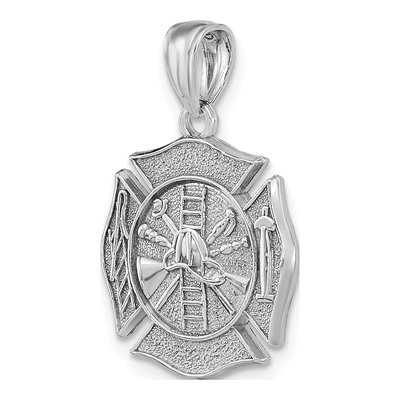 14K White Gold Fire Department Shield Pendant – view 5