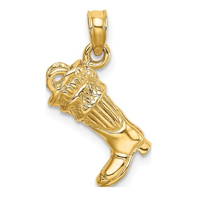 14K Yellow Gold 3-D Firefighter Boot Charm – view 4