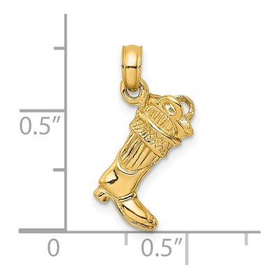 14K Yellow Gold 3-D Firefighter Boot Charm – view 5